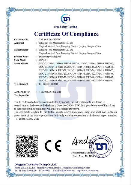 China Johnson Tools Manufactory Co.,Ltd certification